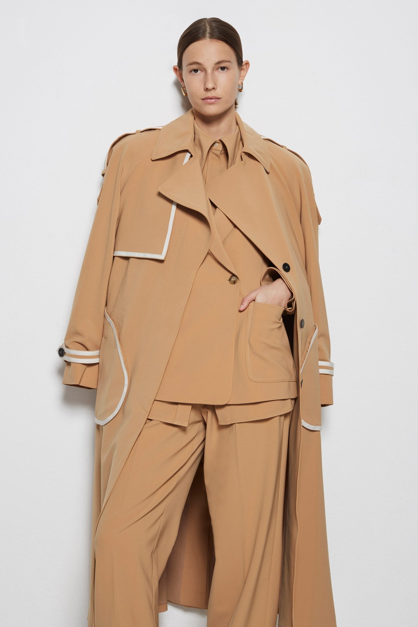 Charlize Eco Twill Combo Oversized Blazer Camel