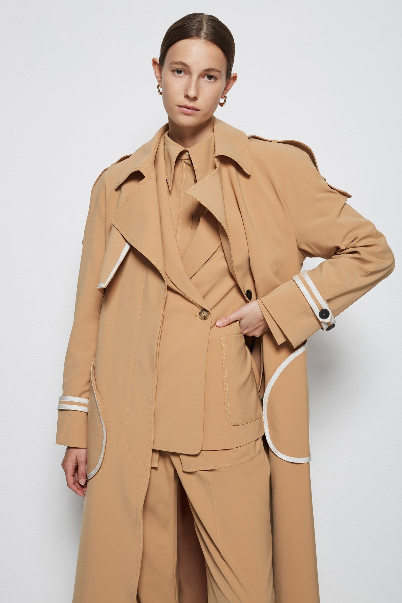 Charlize Eco Twill Combo Oversized Blazer Camel