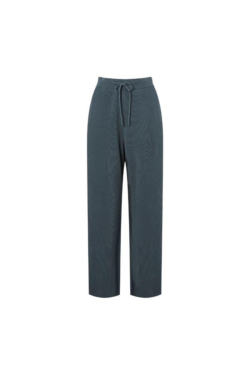 Cotton Blend Knit Pants Blue