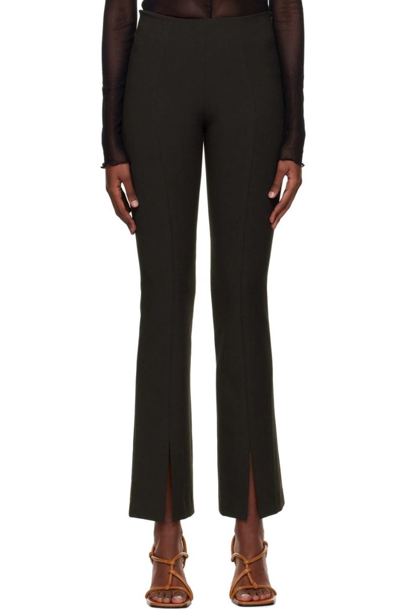 Stretch Slit Slim Fit Pants Brown