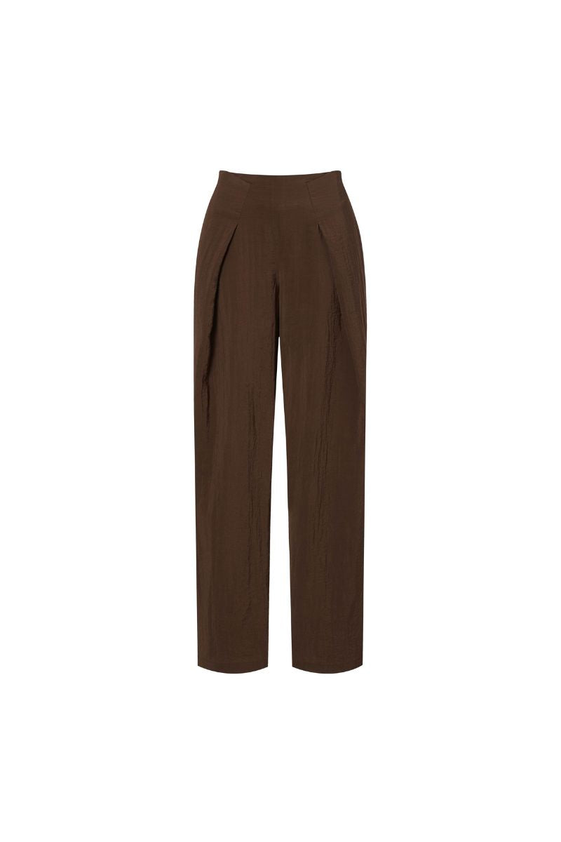 Folded Waist Pants Brown