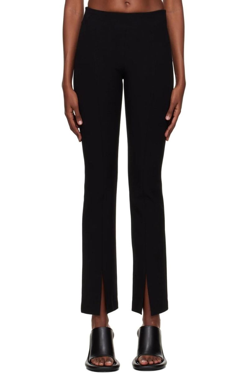 Stretch Slit Slim Fit Pants Black