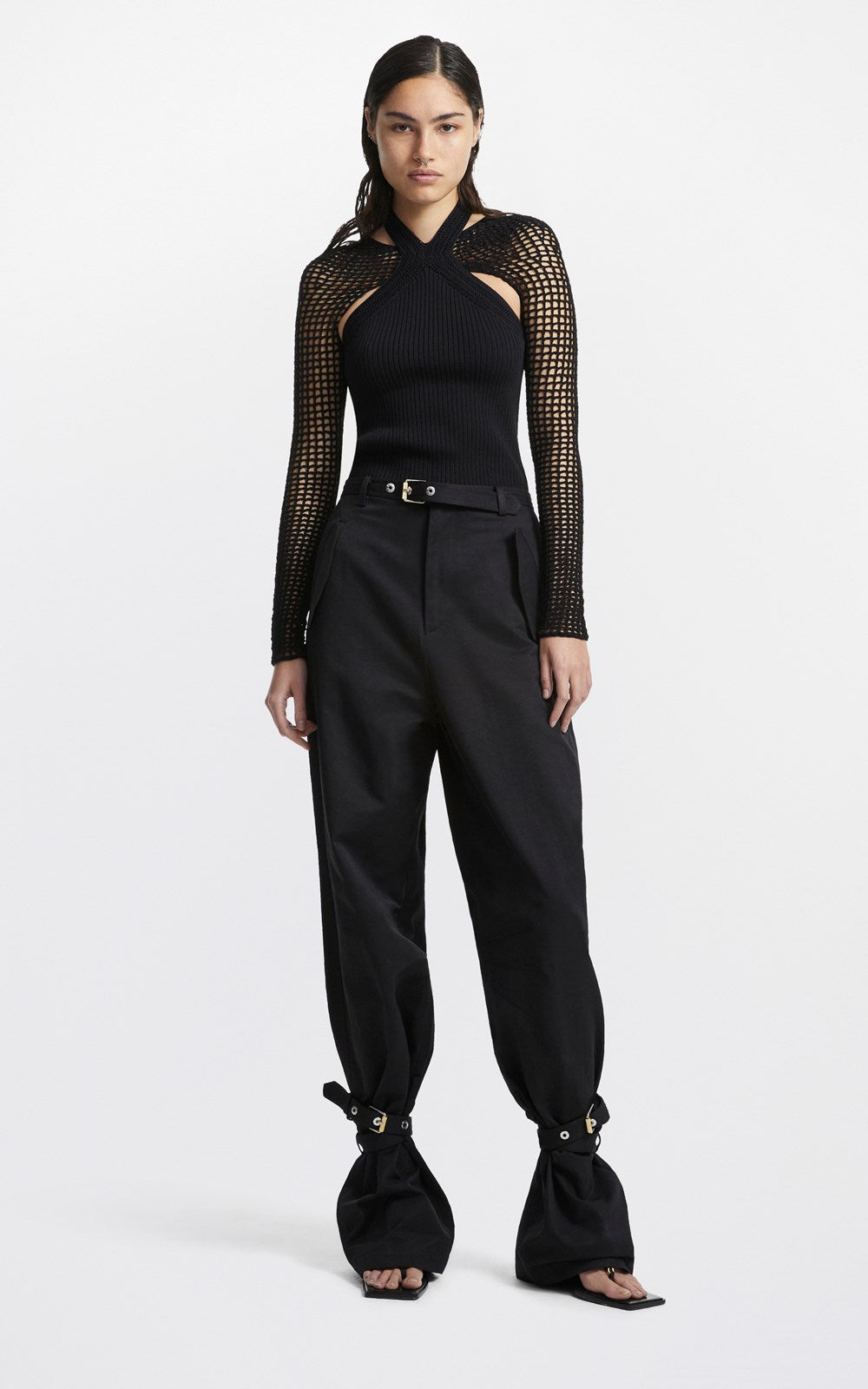 Belted Blouson Pant Black