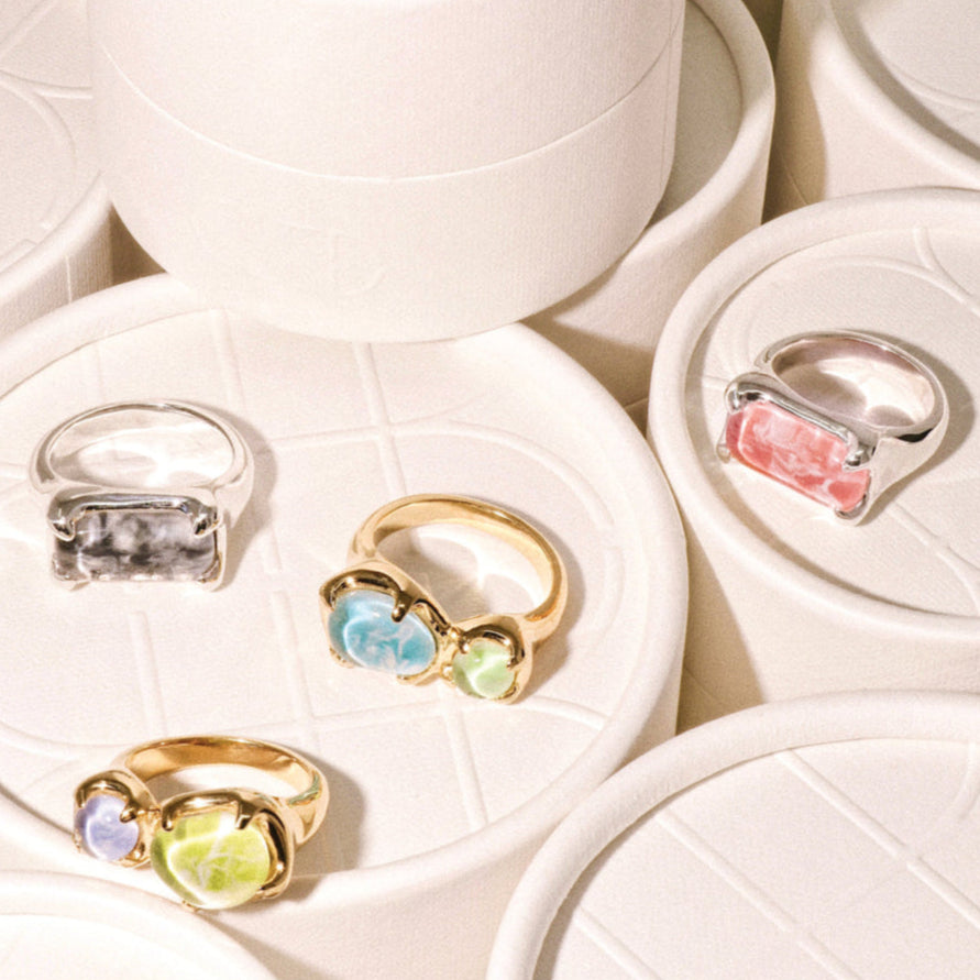 Cled Prism Ring Marble - Zebra Sterling Silver