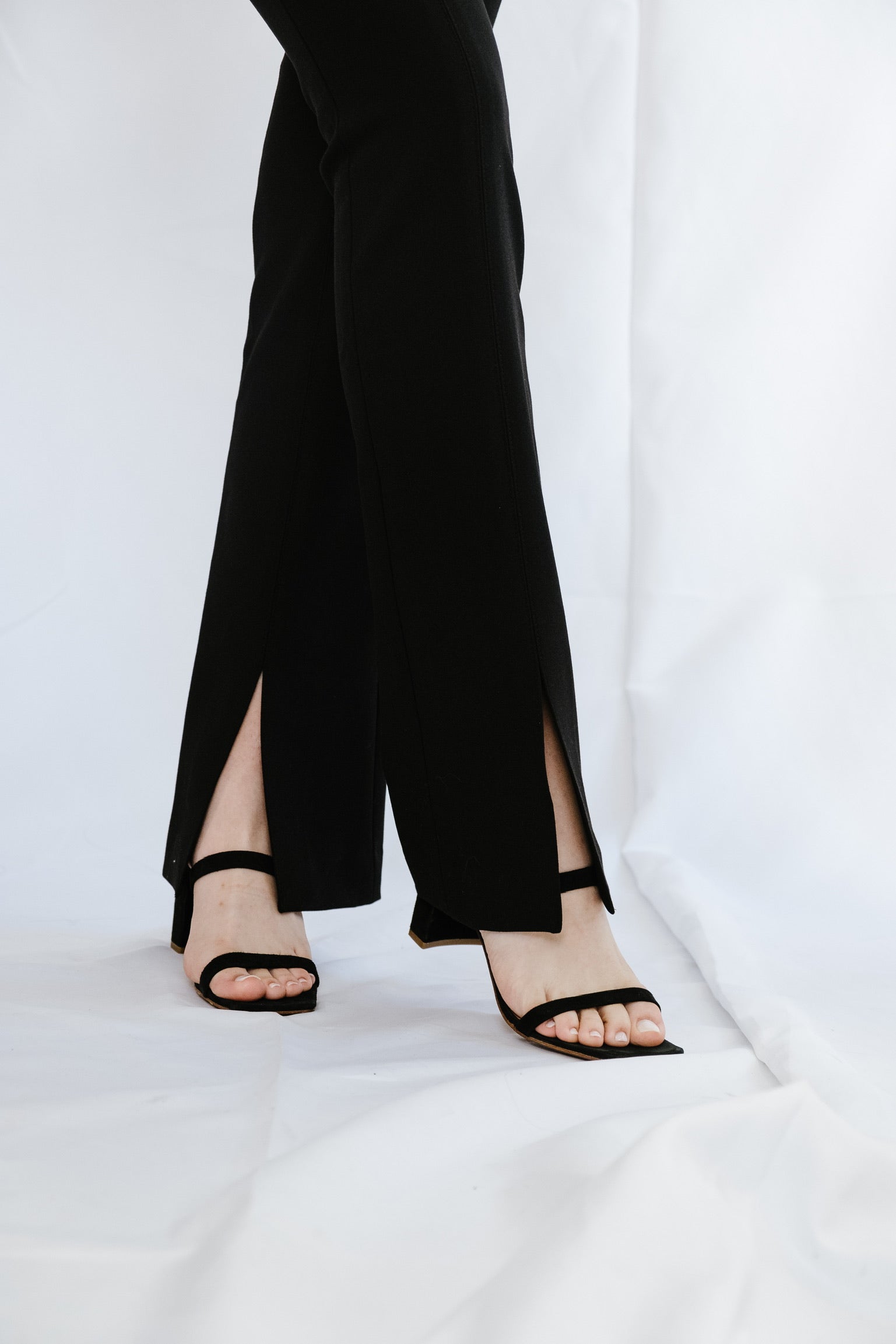 Stretch Slit Slim Fit Pants Black