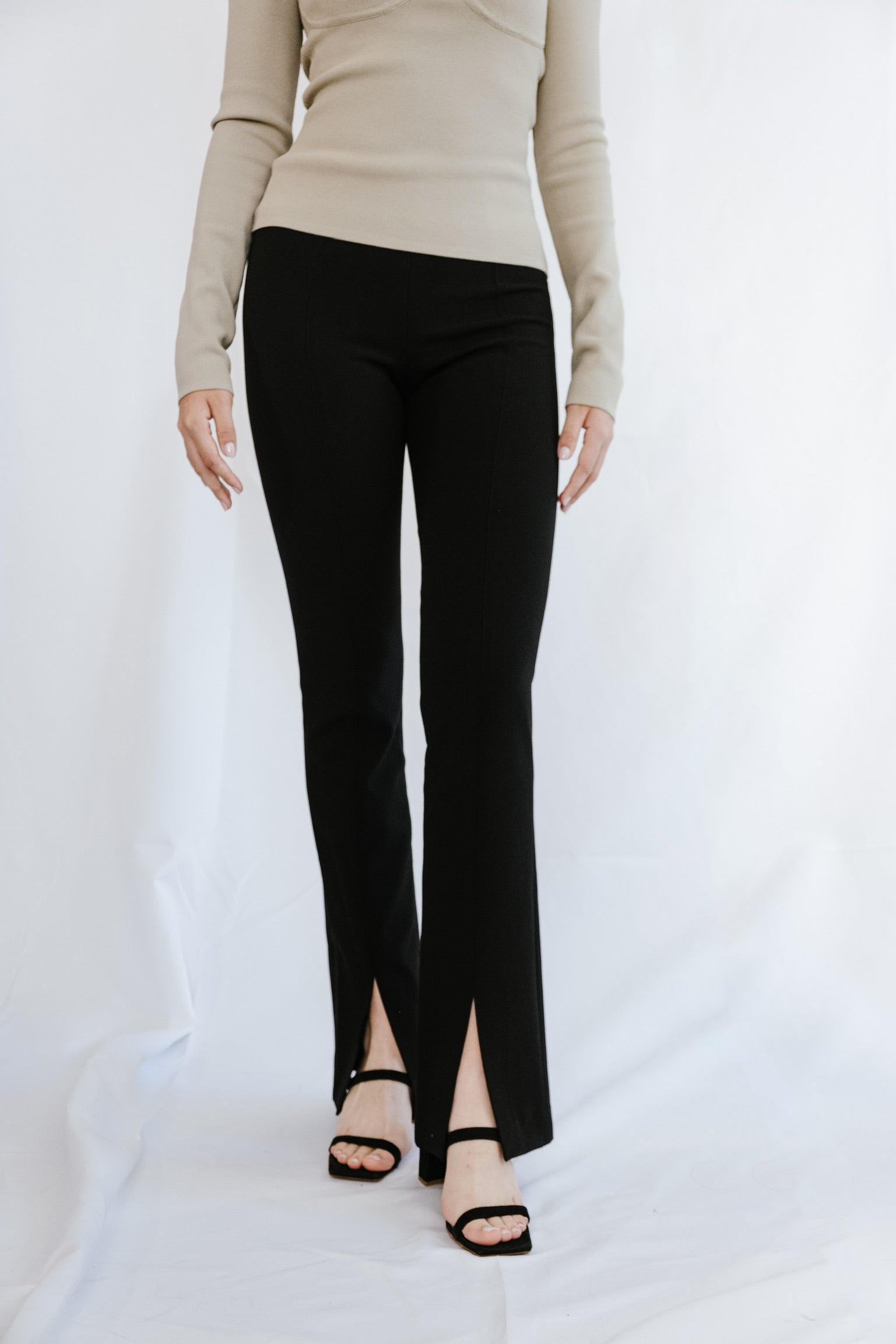 Stretch Slit Slim Fit Pants Black