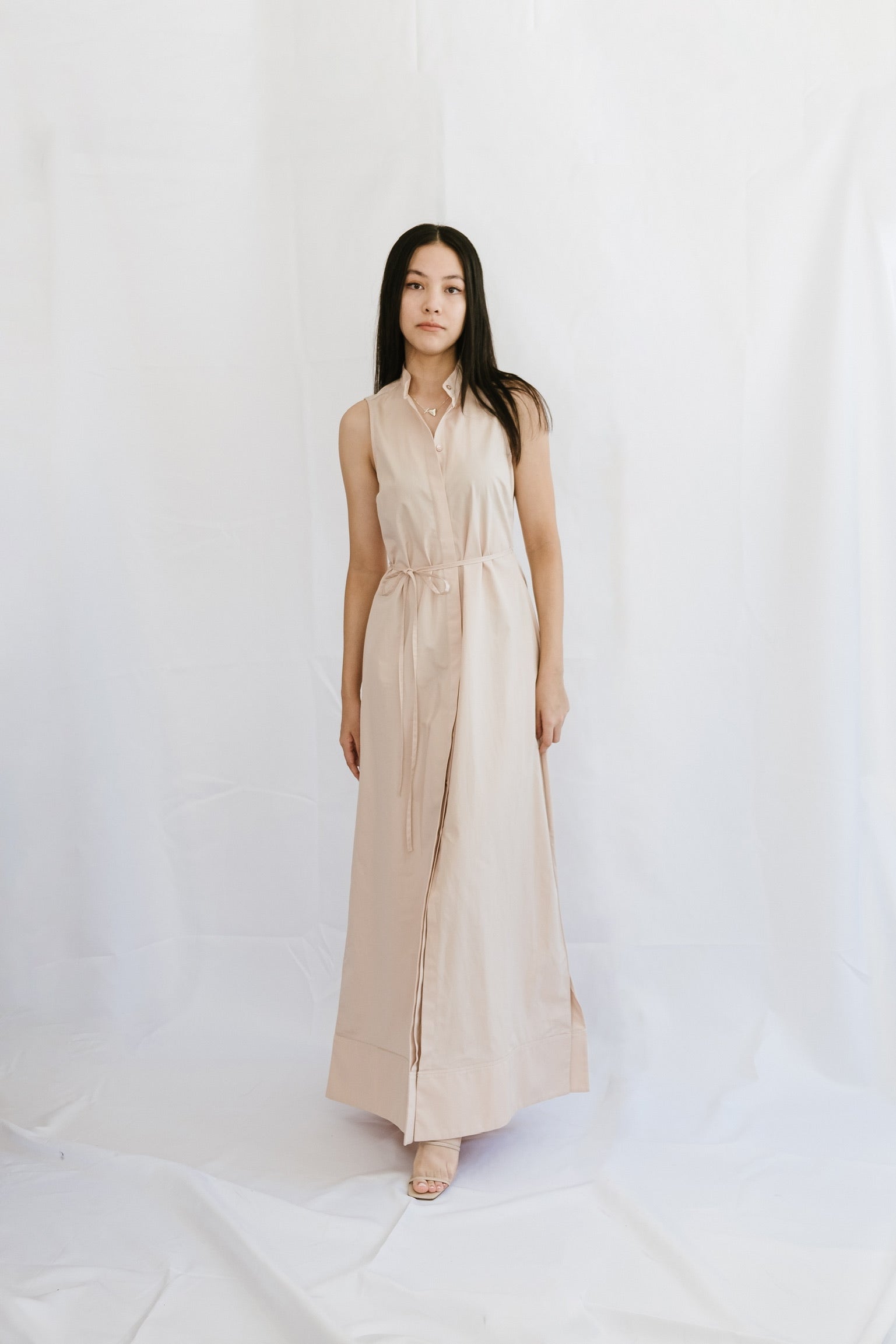 Sleeveless Shirt Dress Rose Dust