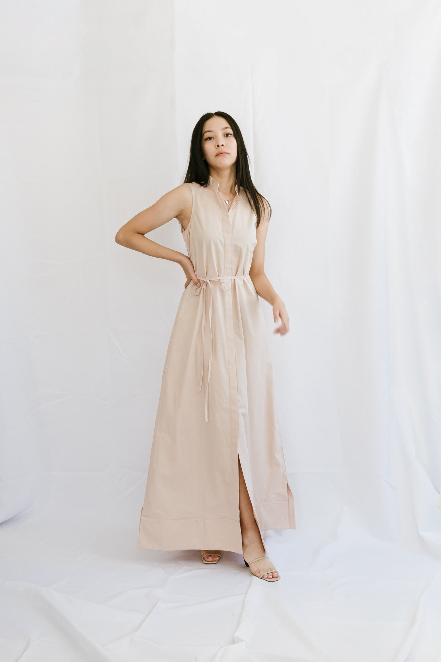 Sleeveless Shirt Dress Rose Dust