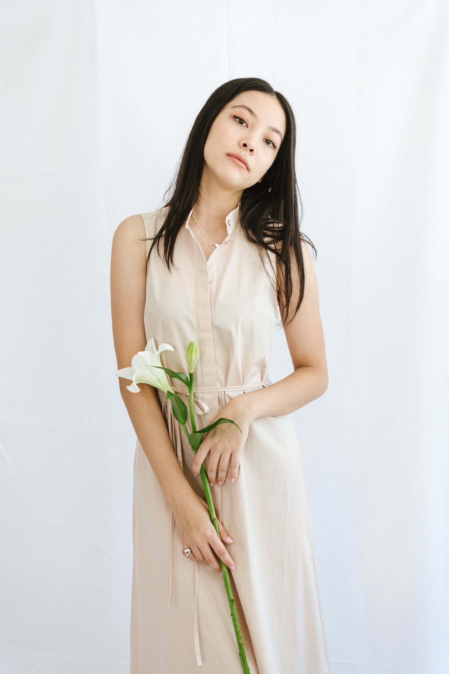 Sleeveless Shirt Dress Rose Dust