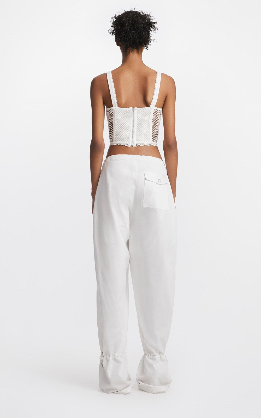 Eyelet Tie Parachute Pant White