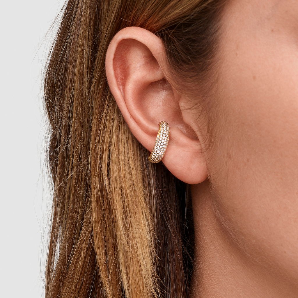 Ear Cuff Thick Zirconia Gold SMALL