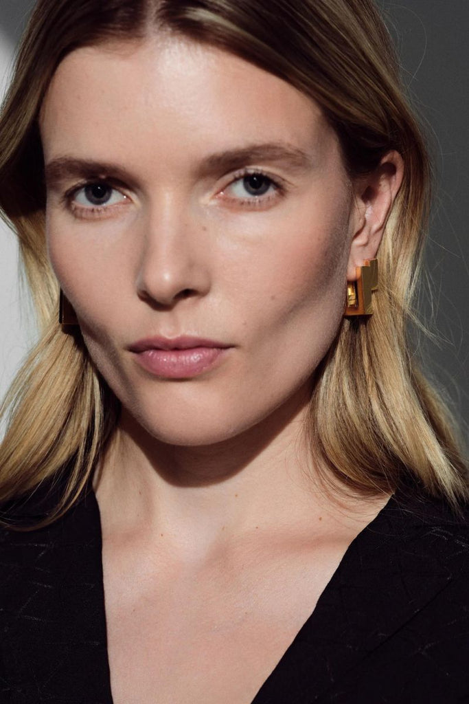Square Hoops Small Gold Earrings