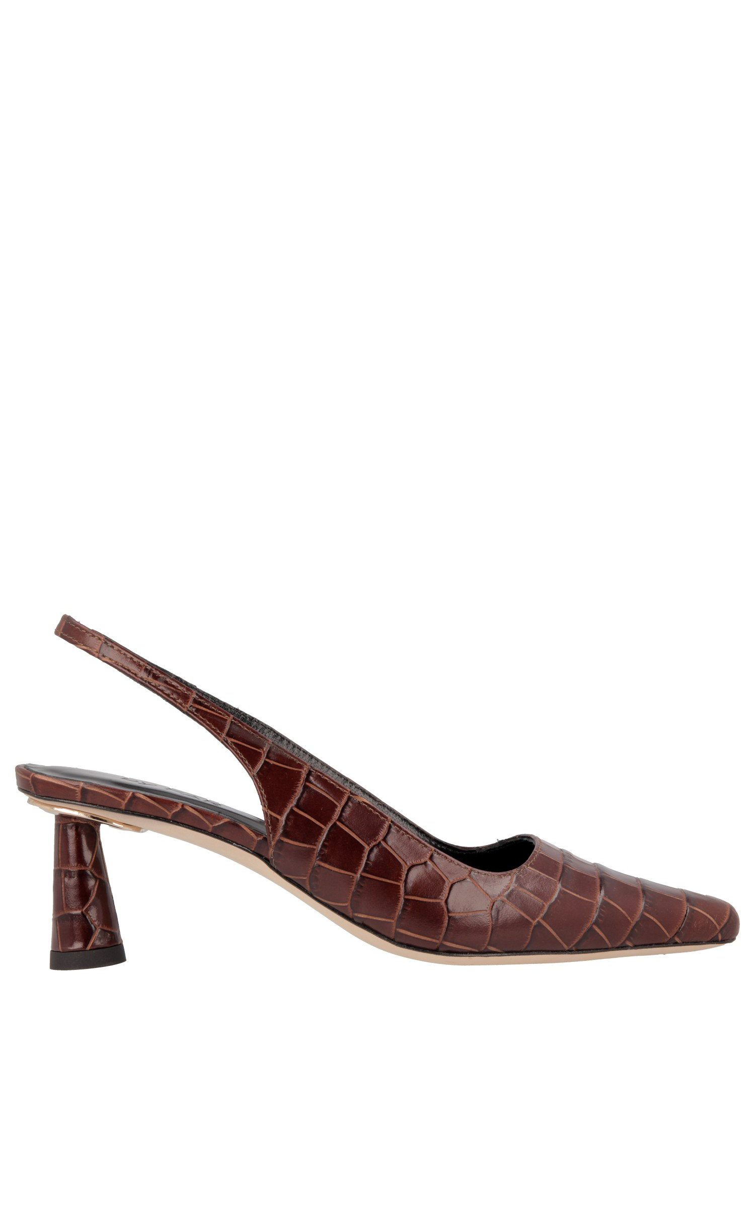 Diana Nutella Croco Embossed Slingback - Main Image